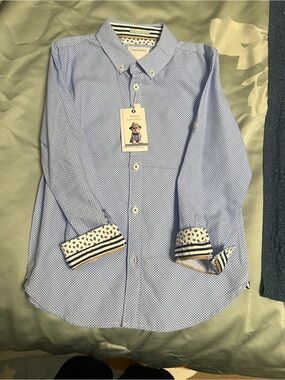 New Cactus boys size 7 Light Blue Micro Pattern Button Down Shirt